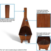 Sunnydaze Chiminea Fire Pit - Large Outdoor Patio Wood-Burning Mexican Style Backyard Fireplace Stove - Oxidized Rustic Cold-Rolled Steel - 6 Foot Tall
