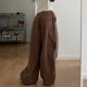 thumbnail image 5 of Pantalones Pantalones holgados con cordón, bordado del alfabeto, para mujer, con bolsillos, uso diario cómodo Ygjytge Marrón T S para Mujer, 5 of 6