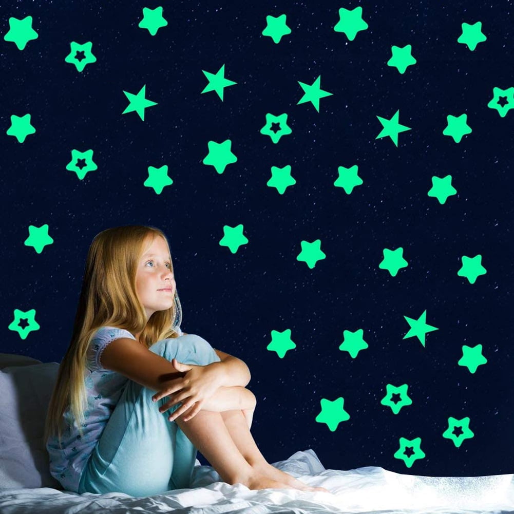 Glow in The Dark Stars Stickers for Ceiling, Adhesive 100pcs Glowing Stars for Kids Bedroom, Gift, Room Decor,Wall Stickers - Walmart.com