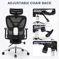 thumbnail image 4 of Ergonomic High Back Mesh Executive Office Chair with Lumbar Support, Adjustable Headrest & Armrests, 3-Level Tilt & Swivel Function, Breathable Computer Chair, Black, 4 of 7