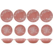 The Pioneer Woman Daisy 12-Piece Bamboo Melamine Dinnerware Set, Pink