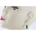 thumbnail image 2 of Sterling Silver Cubic Zirconia Green Earrings Faceted Long Teardrop Simulated Emerald In Cz Designed for Adult Women 1.4", 2 of 4