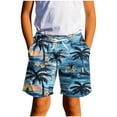 thumbnail image 3 of WMTBSRSW Boys Hawaii Graphic Shorts Funny Graphic Print Summer Beach Shorts Loose Casual High Waisted Drawstring Shorts with Pockets 7-14 Years, 3 of 6