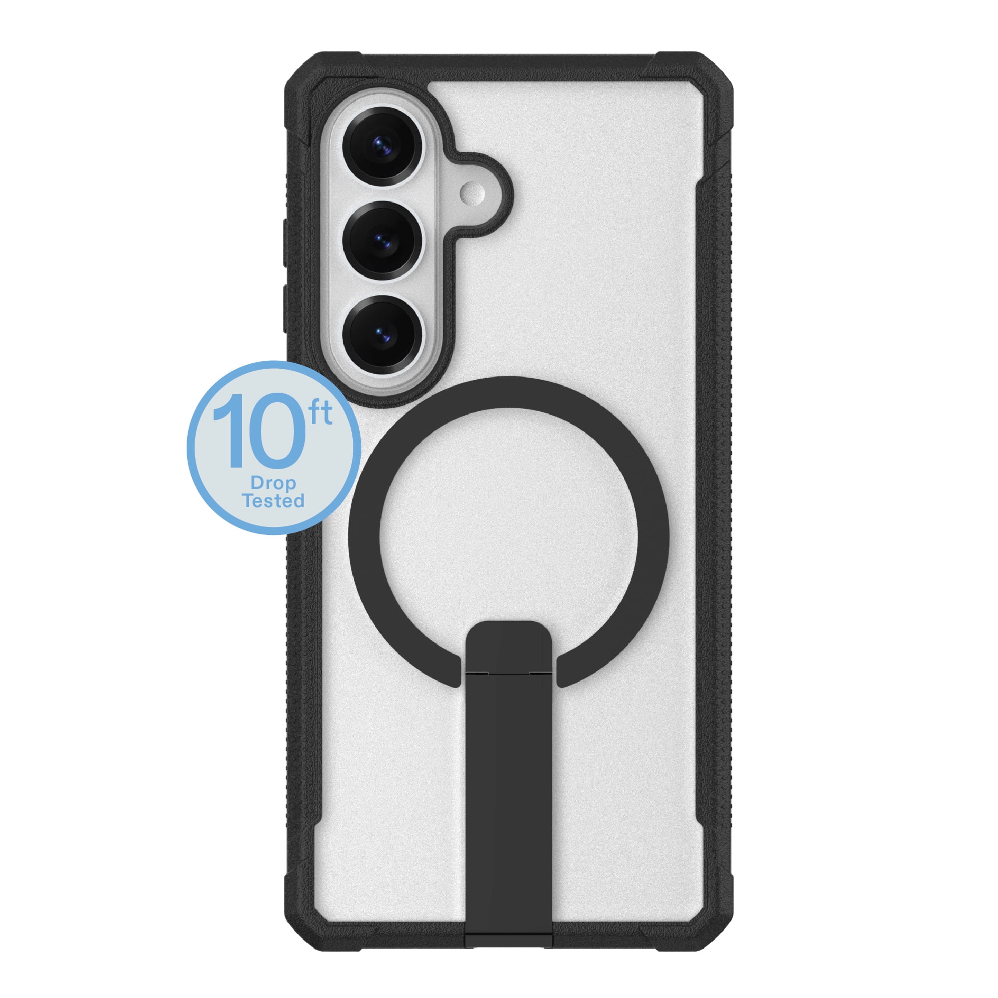onn Magnetic Compatible Dual-Layer Phone Case with Kickstand for Samsung Galaxy S26+ - Black/Clear