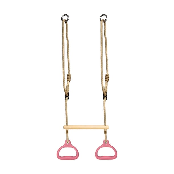Juego de columpios de trapecio para niños y adultos, equipo de juegos con anillos de gimnasio Rosa