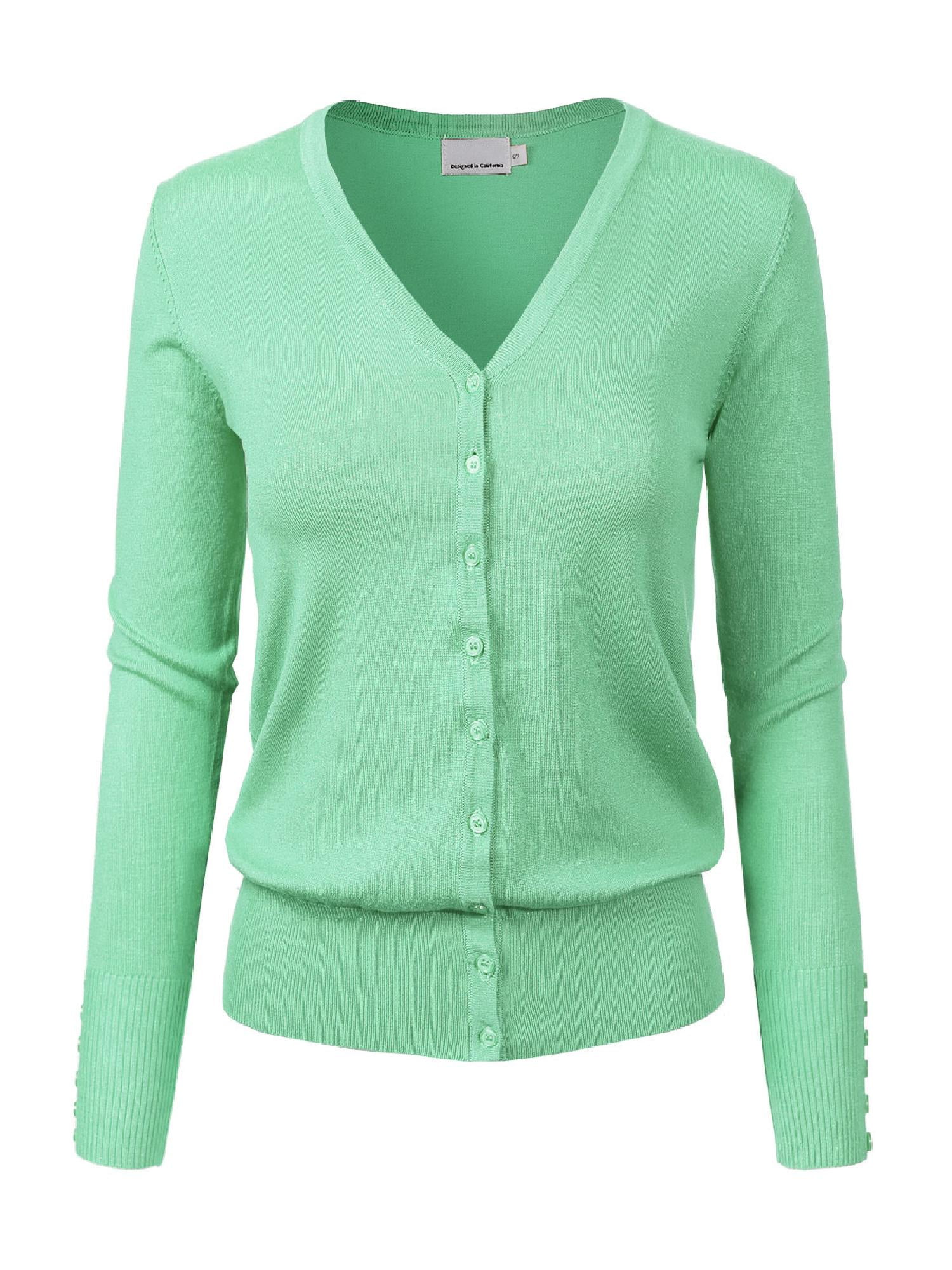 GRACE KARIN Women Elegant One-Button Cardigan Sweater Long Sleeve V-Neck Ruffled Knitting Jumper Shrugs