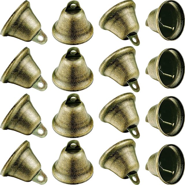 40 Piezas Campanas Navideñas de Bronce Campanas Pequeñas Artesanales Campanas Vintage Campanas de Color Latón Campanas Navideñas para Entrenamiento de Orinal para Perros, Hacer Campanas de Viento