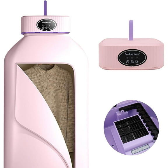 Portable Clothes Dryer,Mini Dryer Machine with Timer, Portable Dryer for Apartments Home Travel RVs, Mini Electric Laundry Dryer Machine with Dryer Bag, Two Heating Mode, Time Setting Function (Pink)