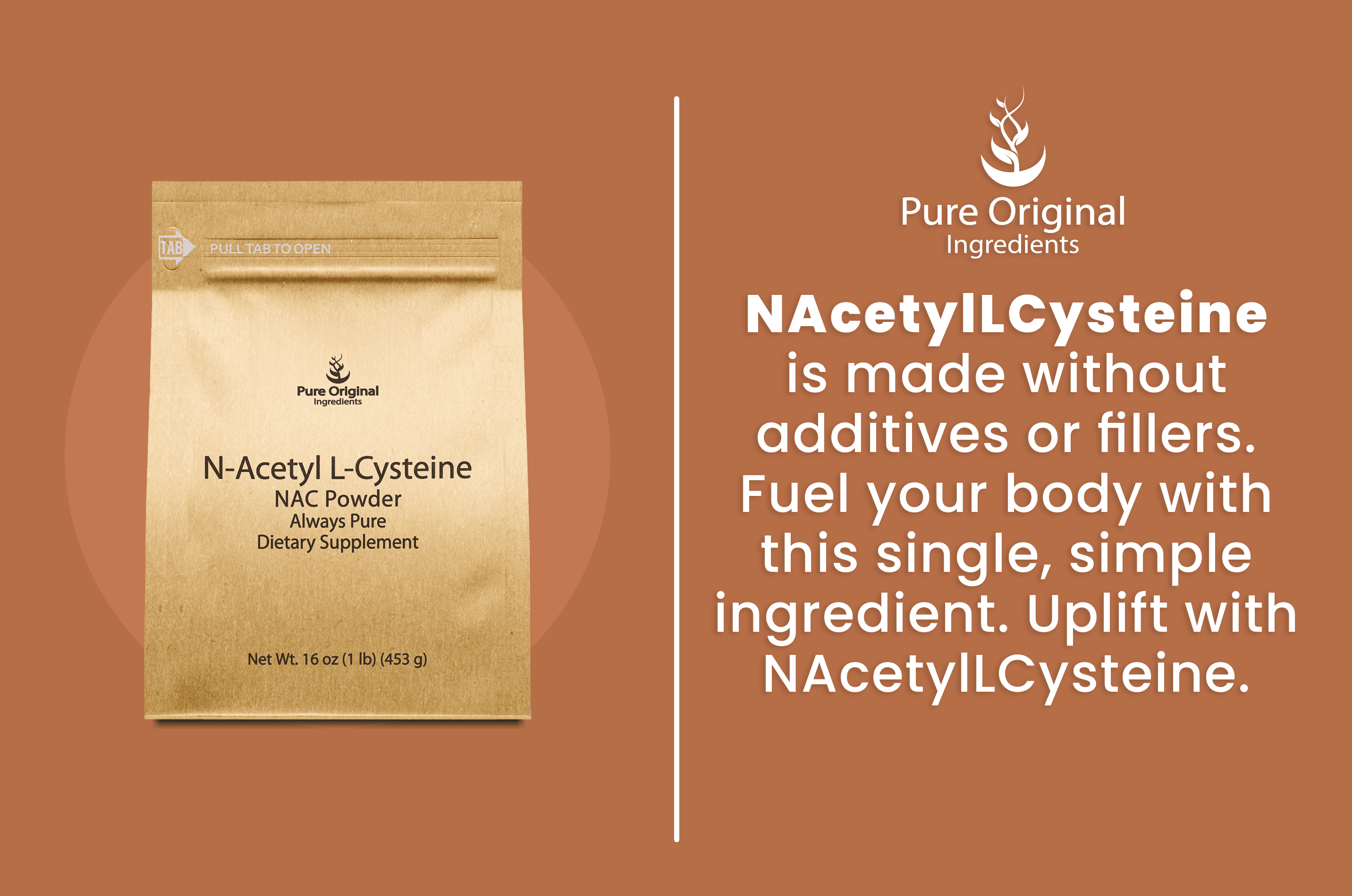 PURE ORIGINAL INGREDIENTS NAC N-Acetyl L-Cysteine Powder 1 lb Lab Verified, Always Pure, No Fillers