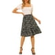 thumbnail image 2 of Falda midi floral con volantes en capas y cintura elástica para mujeres INSPIRE CHIC, color negro, talla L, 2 of 7
