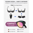 thumbnail image 3 of Foldable Fit-Over Sunglasses Women Polarized UV400 Cat Eye, Wear Over Prescription Glasses Up to 13.5×5cm, Face Slimming Retro Style, Beach Golf Fishing Outdoor, Pouch & Strap Included, 3 of 8