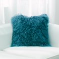 thumbnail image 1 of Teal Fourrure d'Agneau Mongole avec Coussin en Polyester, 1 of 1