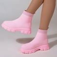 thumbnail image 5 of Women's Mid Calf Boots On Low Heel Sole Design for Everyday Casual Wear Travel Outfits and Outdoor Activities Comfortable Footwear,Color:Pink,Size:7.5, 5 of 9