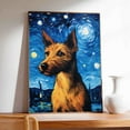 thumbnail image 2 of Bul Terrier Dog Art Canvas, Starry Night Van Gogh Oil Painting Art Print Poster Wall Decor Inspired Pomeranian Dog Pet Family Friend Peace, 2 of 4