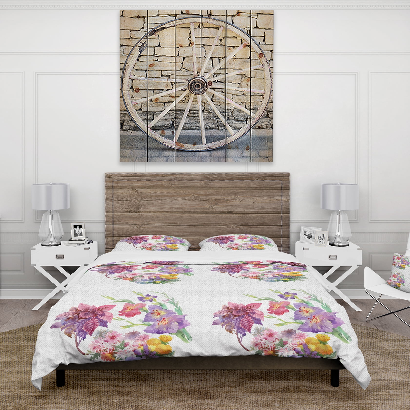 Designart 'Beautiful Floral Texture' Cabin & Lodge Duvet Cover Set