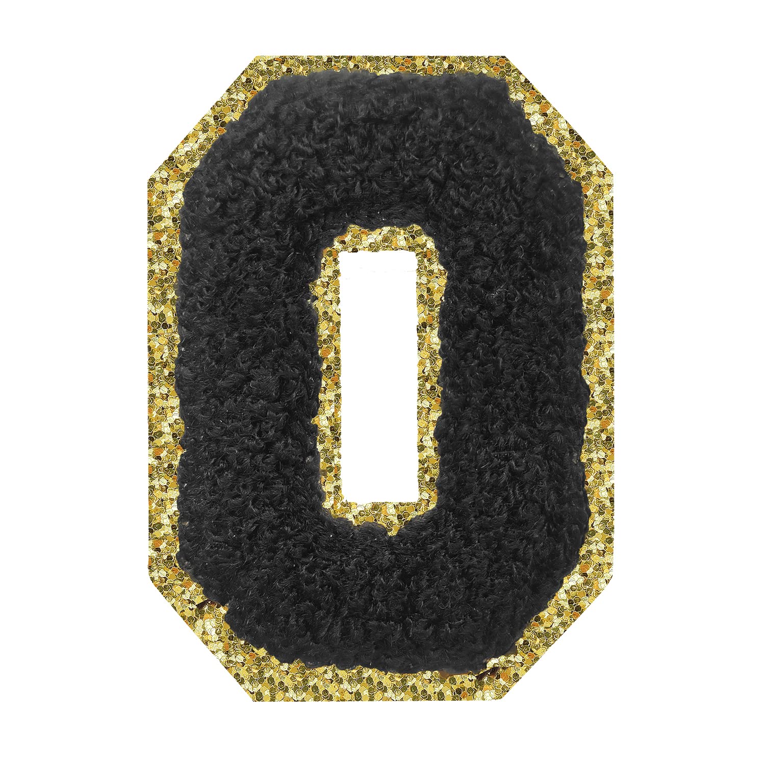 3-Pack Black Glitter Chenille Iron-On Letter Patches – 3.1 Inch Height, For Varsity, Denim, DIY Decoration - View #2