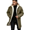 thumbnail image 3 of KKBOTIVE Men's Fleece Zip Up Jacket - Fashion Solid Trench Coat Sweater Casual Hooded Windbreaker Mens Fall Winter Clothes Army Green Size: M, 3 of 5