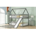thumbnail image 6 of Harper & Bright Designs Twin Over Twin Floor Bunk Bed, Twin Size House Bunk Bed with Slide, Ladder, Guardrail and Roofs for Bedroom, Grey, 6 of 8