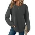 thumbnail image 2 of ZHYou Women Ribbed Knit Sweaters,Pullover,Long Sleeve,Soft Stretchy Warm Casual Crewneck Tops,Dark Gray,Size XL, 2 of 7