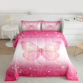 thumbnail image 2 of Homewish Flying Butterfly 2pcs Bedding Comforter Set For Children Teens Female,Stars Bling Glitter Twin Comforter Sets,Gradient Ombre Pink Breathable Bedding Set,Microfiber Bedroom Decor,Reversible, 2 of 8
