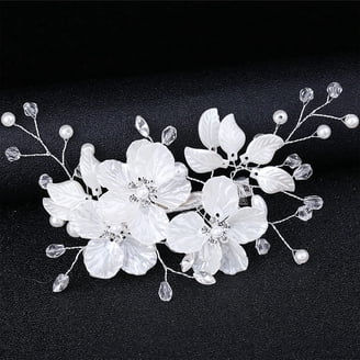 3Pcs Bridal Hair Pins White Flower Bride Hair Pieces Wedding  display picture 2