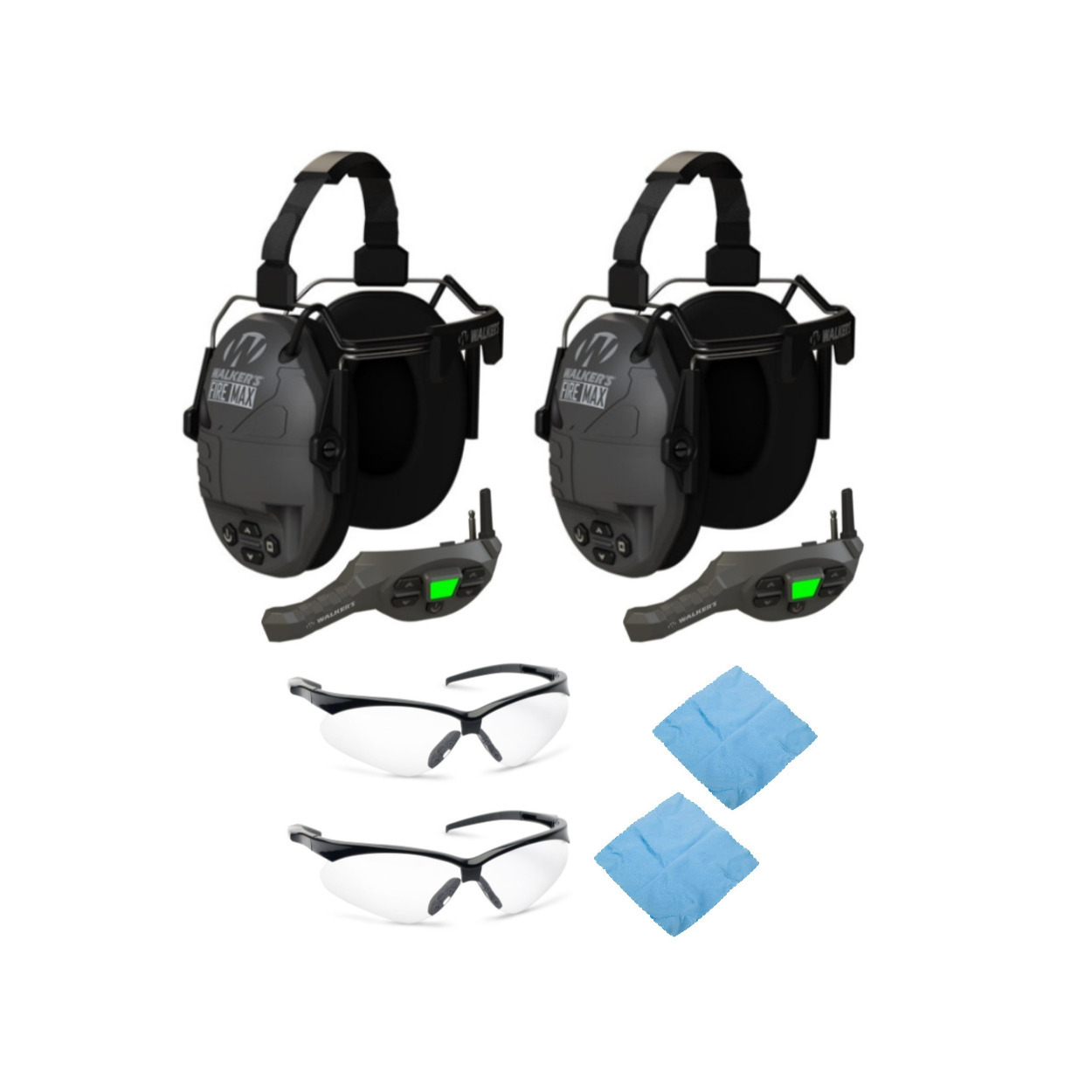 Walker's FireMax Behind the Neck Muff w/ Walkie Talkie Bundle (2Pack