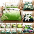 thumbnail image 2 of Full Twin Single 3pcs Size King Set Bedding Lotus Pillowcase With Bed Double Set Cover Duvet Flower Green, 2 of 7
