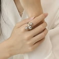thumbnail image 6 of Minimalist Ball Statement Ring for Women Men Gold Plated Stainless Steel Layered 3 Round Balls Open Wrap Finger Rings Comfort Fit Geometric Unique Christmas Birthday Party Jewelry Gift Size 8, 6 of 11