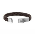 thumbnail image 3 of Metro Jewelry Genuine Braided Brown Leather and Stainless Steel Bracelet with Cross Emblem, 3 of 6