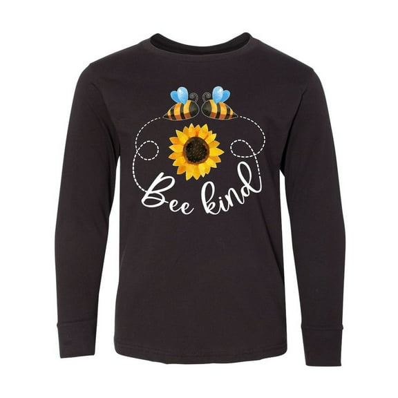 Inktastic Bee Kind Bees and Sunflower Long Sleeve Youth T-Shirt