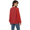 thumbnail image 4 of Women's Casual Sequin Ballon Long Sleeve Blouse Loose Round Neck Matching Top Party, 4 of 7