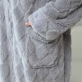 thumbnail image 4 of qolati Long Fleece Robe Women Texture Full Zip Long Sleeve Lapel Collar Side Pockets Bathrobe Plush Warm Fuzzy Spa Robes Gray L, 4 of 8