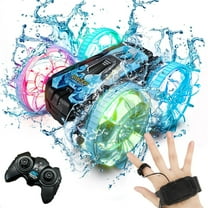 Amphibious Remote Control Cars Toys, Amphibious Waterproof 4WD RC Stunt Car Toys for Kids, 2.4 GHz 360° Rotating RC Drift Cars with LED Light, Toy Cars Gifts for 3-12 Year Old Boys Girls,Blue