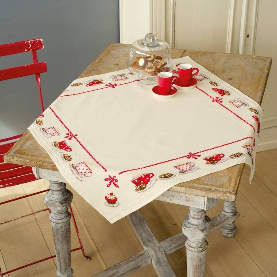 Coffee Break Tablecloth On Aida Counted Cross Stitch Kit, 32" x 32", 10