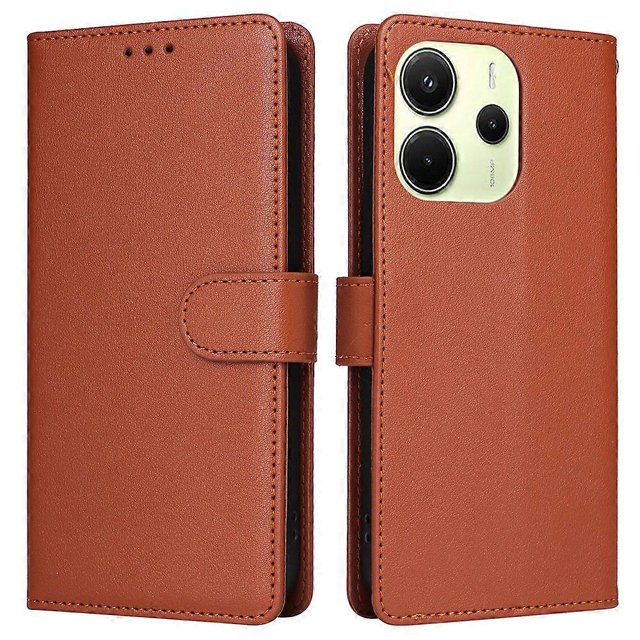 For Xiaomi Redmi Note 14 4G (164.84mm) Case Wallet Stand View PU Leather Phone Cover - Black