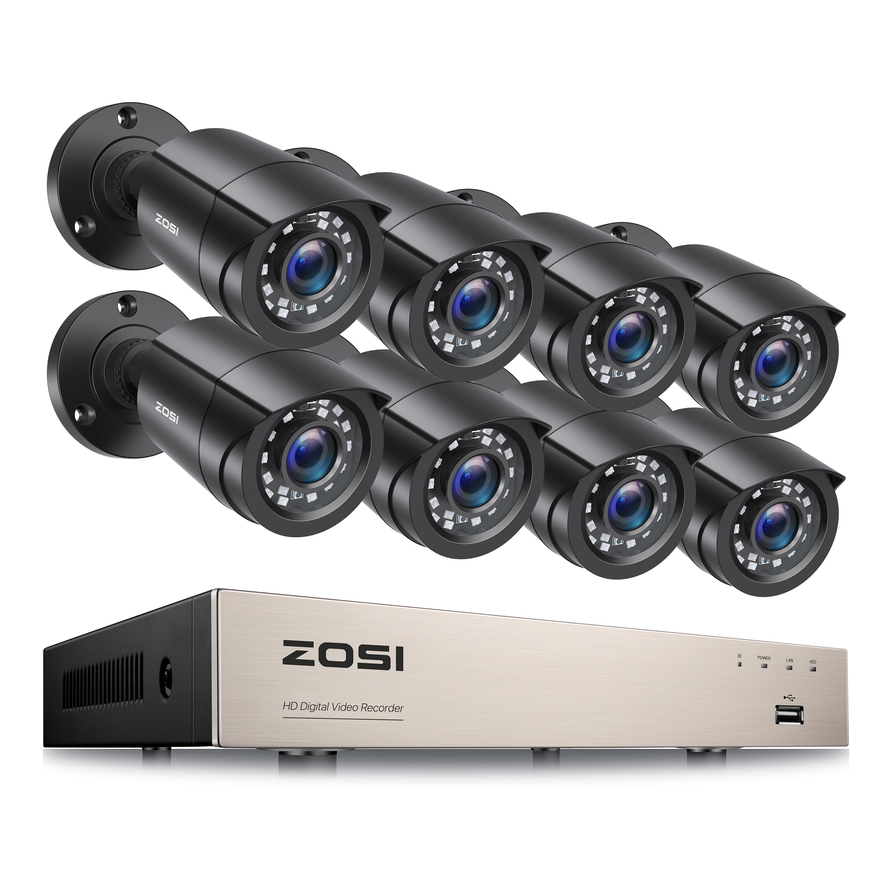 ZOSI 8CH 1080N HDMI DVR 720p Outdoor CCTV Home Security Camera System 1TB HDD 