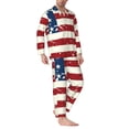 thumbnail image 6 of Salouo Vintage American Flag Print Button-Front Long Sleeve Pajama Set for Men, Soft 2Pjs Men's Long Sleeve Sleepwear -XX-Large, 6 of 7