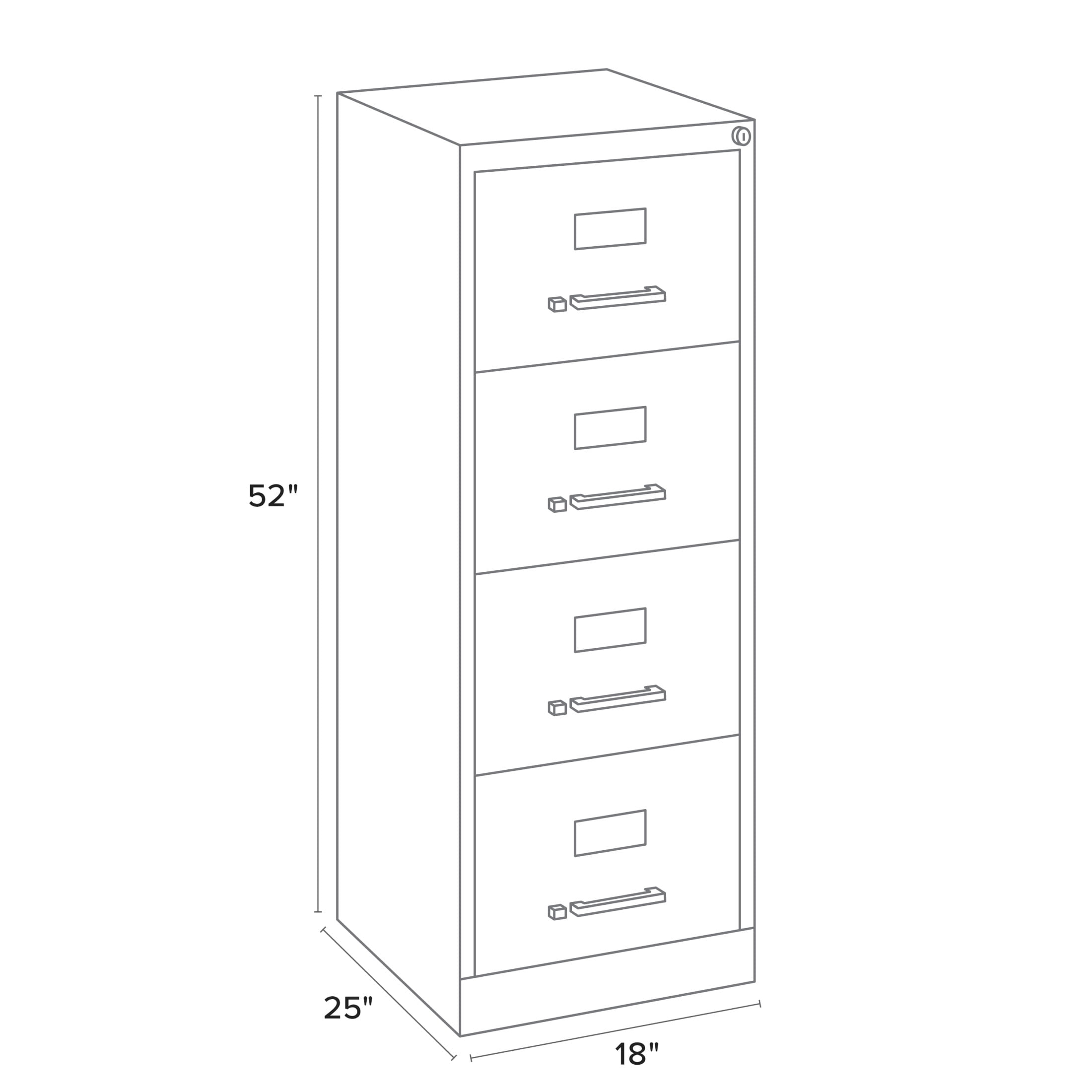 Hirsh 4 Drawer Legal Locking Metal Vertical File Cabinet, 25" Deep, Putty