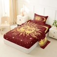 thumbnail image 2 of Homewish Bohemian Sun Moon Twin Sheets,Night Starry Sky Bedding,Red,3pcs,1 Fitted Sheet and 1 Pillowcase, 2 of 6