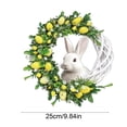 thumbnail image 2 of Easter Bunny Wreath with Acrylic Plaque Decor, Festive Home Hanging Ornament, Easter Decor, Spring Holiday Decoration Prop, Cute Rabbit Design for Door, Wall and Party Display Gift, 9.84in, Yellow, 2 of 6