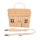 thumbnail image 1 of Handwoven Rattan Bag House Shape Portable Handle Adjustable Strap Rattan Shoulder Bag for Beach Travel Outing, 1 of 4