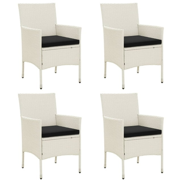 vidaXL Chaises de Jardin avec Coussins 4 Pcs Rotin Synthétique Blanc