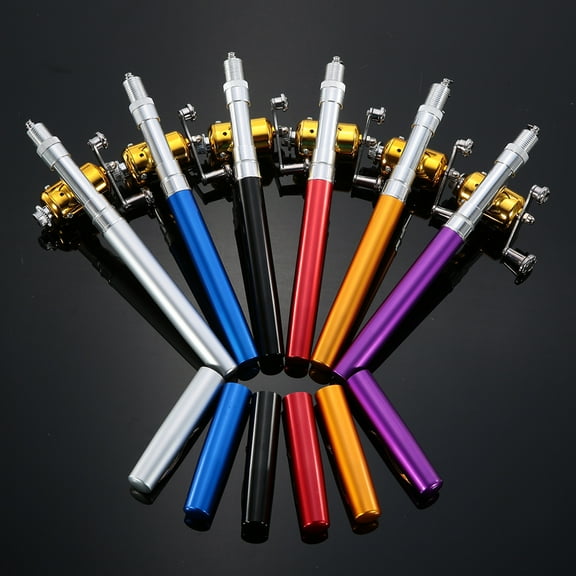 Fishing Rod Reel Combo Set Mini Telescopic Portable Pocket Pen Fishing Rod Pole Reel Aluminum Alloy Fishing Line Soft Lures Baits Jig Hooks