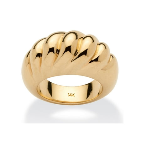 Diamond Domed Designer Ring - PalmBeach Jewelry 14k Yellow Gold Nano Diamond Resin Filled Shrimp-Style Dome Ring