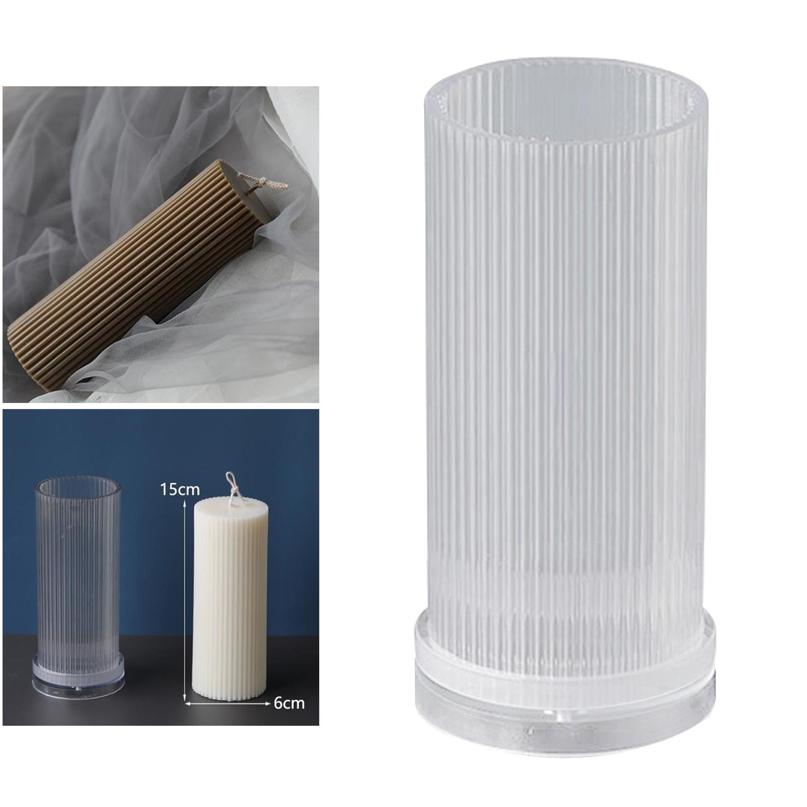 2 Pieces Clear Long Pole Candle Molds Stripe Cylinder Rib Candle Making