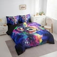 thumbnail image 3 of 7pcs Cartoon Deer Bedding King Watercolor Animal Comforter Set , Psychedelic Galaxy Stars Bedding Comforter Sets Rainbow Graffiti Bed in a Bag, Trippy Nebula Cosmos Bedding Accessories, 3 of 6