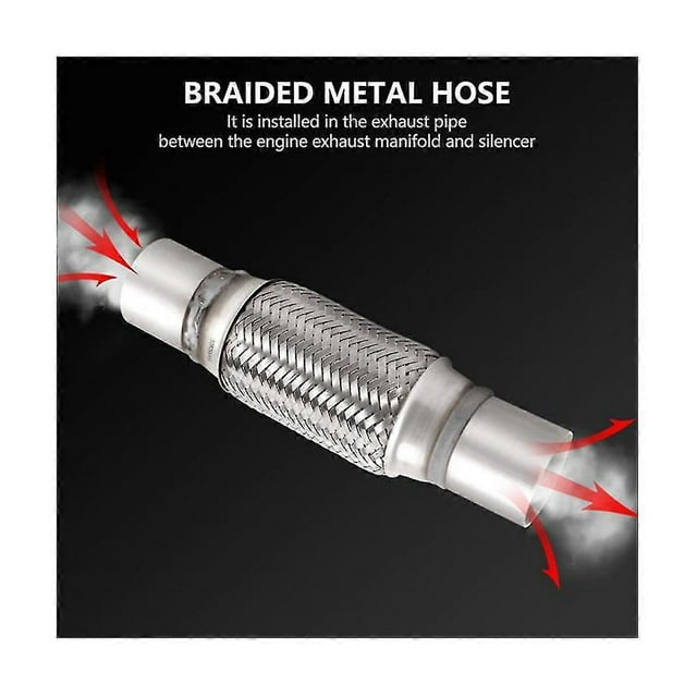 2 Pcs Exhaust Flex Pipe Stainless Steel Double Braid 2 X 6 Inch With Ends 10 Inch Long