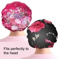 thumbnail image 3 of BUZIFU 2 Pack Soft Satin Sleep Cap Wide Band Salon Bonnet Night Sleeping Hat Black and Rose Red Loss Chemo Caps for Women Girls, 3 of 5