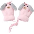 thumbnail image 1 of Infant Cute Bow Dog Winter Warm Gloves with Plush Lining Thermal Hanging On Neck Mittens Xmas Gift for Baby Girls Boys 0-12M, 1 of 2