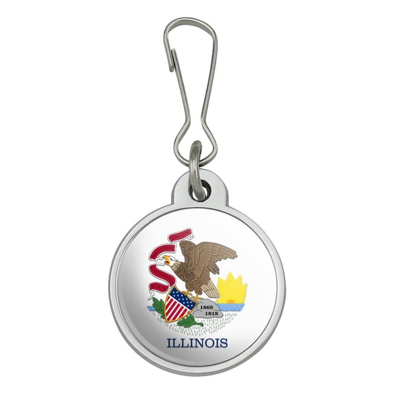 Illinois State Flag Jacket Handbag Purse Luggage Backpack Zipper Pull Charm